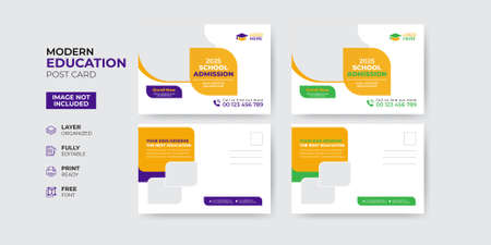 Creative and modern education admission postcard templateのイラスト素材