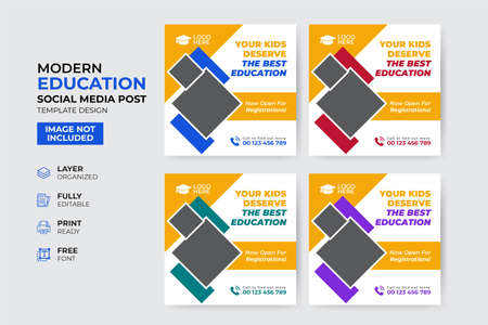 Creative and modern education admission social media post templateのイラスト素材