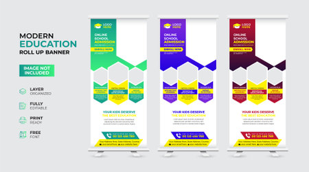 Creative and modern education admission Rollup Banner templateのイラスト素材