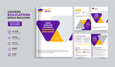 Creative and modern education admission bifold brochure templateのイラスト素材