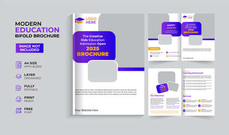 Creative and modern education admission bifold brochure templateのイラスト素材