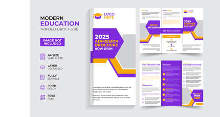 Creative and modern education admission trifold brochure templateのイラスト素材