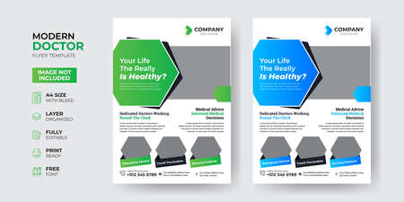 Creative and Modern Doctor Medical Health Flyer Template Designのイラスト素材