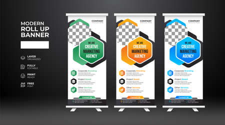 Modern and creative corporate Roll up banner templateのイラスト素材