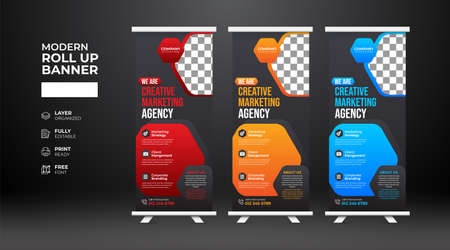 Modern and creative corporate Roll up banner templateのイラスト素材
