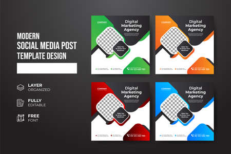 Modern and creative Corporate company promotion social media post templateのイラスト素材