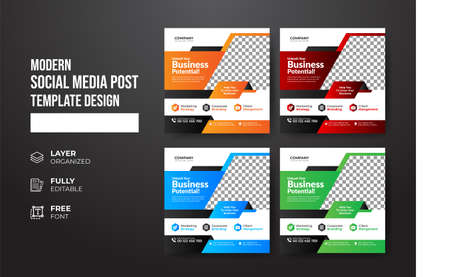 Modern and creative Corporate company promotion social media post templateのイラスト素材