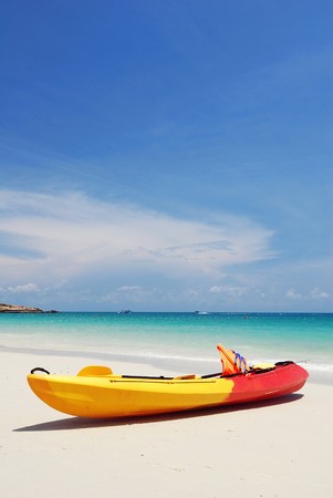 Kayak on the beach of samed island , thailandの写真素材