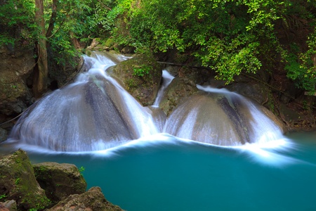 Erawan Waterfall, Kanchanaburi, Thailandの写真素材