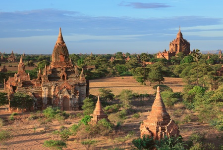 The Temples of bagan at sunrise, Bagan, Myanmarの写真素材
