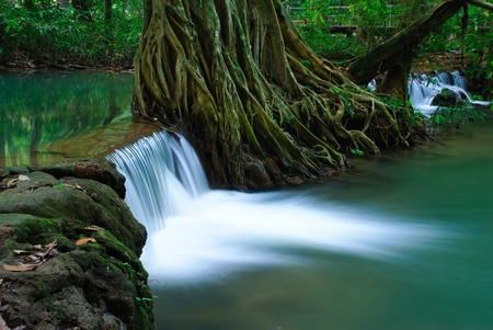 Waterfall in deep forest of Krabi,Thailandの写真素材