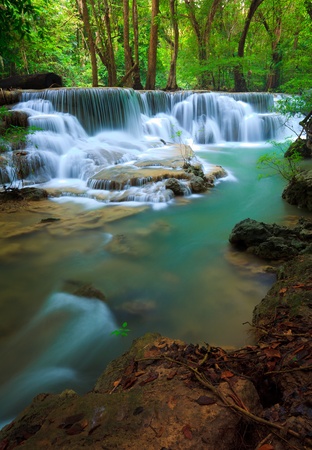 Erawan Waterfall, Kanchanaburi, Thailandの写真素材