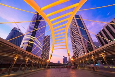 Sky bridge connection to Bangkok Rapid Transit Station, Sathon junction, Bangkok,Thailandの写真素材