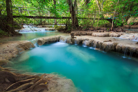 Erawan Waterfall, Kanchanaburi, Thailandの写真素材