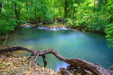 Deep forest Waterfall in Krabi, Southern of Thailandの写真素材