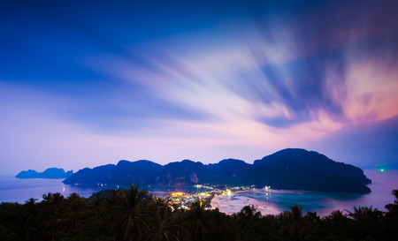 Phi phi island at twlight, Krabi, Southern of Thailandの写真素材