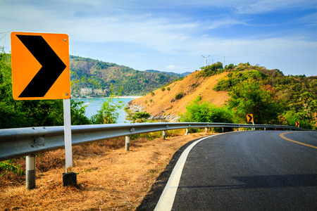 Curve road to montain, Phromthep cape, Phuket, Thailandの写真素材