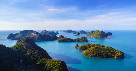 Bird eye view of Angthong national marine park, koh Samui, Suratthani, Thailandの写真素材