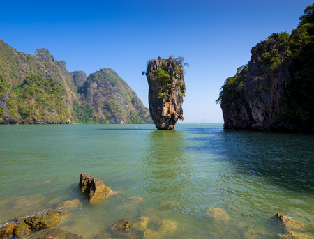 Khao Tapu or James Bond Island, Phang Nga Bay, Thailandの写真素材