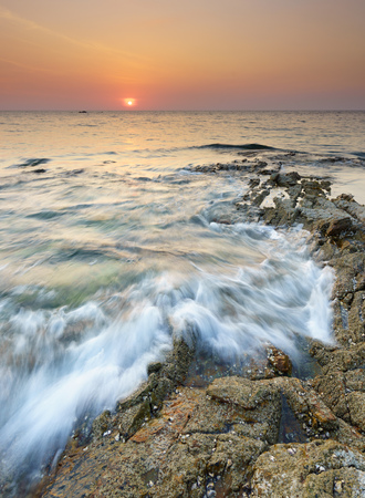 Seascape of Khao Lak Beach at sunset, Phangnga, Thailand.の写真素材