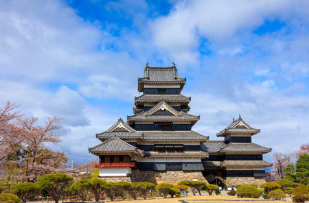 Matsumoto castle in cherry blossom season, Nagano, Japanのeditorial素材