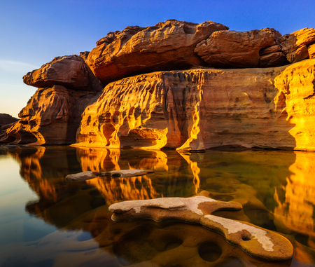 Sam Pan Bok Grand Canyon, Ubon Ratchathani, Thailandの写真素材