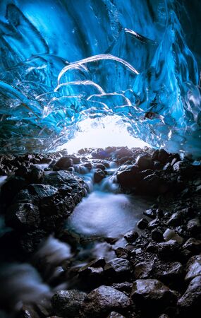 Ice cave texture, Vatnajokull glacier, Icelandの写真素材
