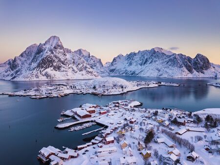Reine Village on the Lofoten Islands in Winter season, Norwayの写真素材