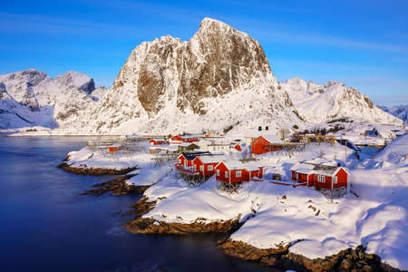 Hamnoy village in winter seasons, Lofoten Islands, Norwayのeditorial素材