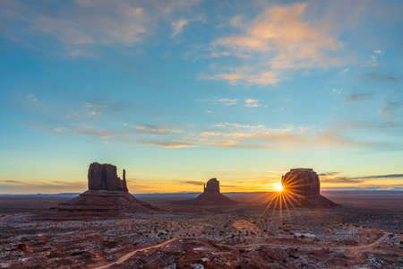 Beautiful sunrise over the Buttes of Monument Valley, Utah, USAの写真素材