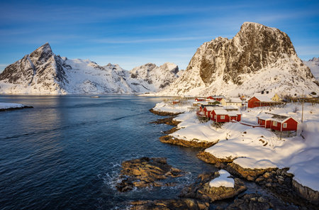 Hamnoy village in winter seasons, Lofoten Islands, Norwayの写真素材
