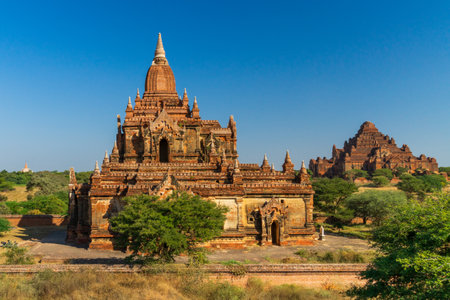 The Temples of bagan at sunrise, Bagan(Pagan), Myanmarの写真素材