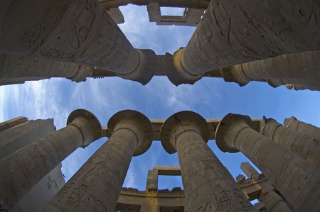 Pillars in Karnak Temple from Bottomの写真素材