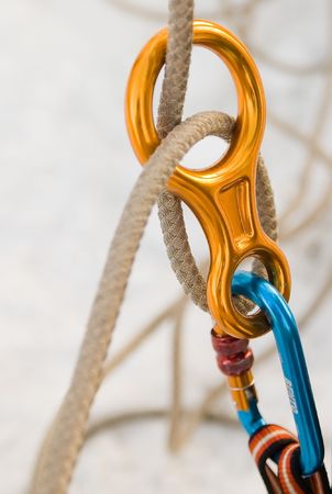 Insurance point for security of climbing sportsmenの写真素材