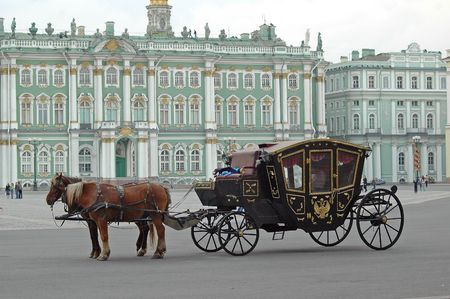 Crew with horses at Hermitage, St.Petersburg, Russiaの写真素材