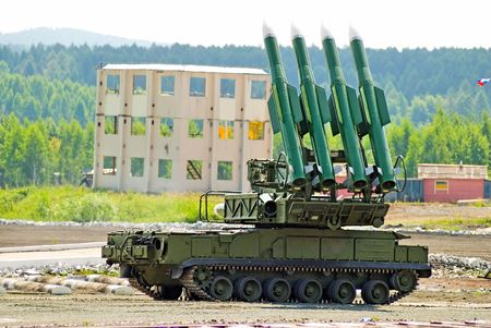 Rocket launcher at show program on military exhibition in Nizhny Tagil