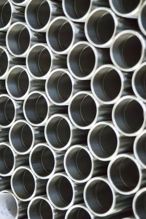 Tubes prepared to manufacture jet engine on plantの写真素材