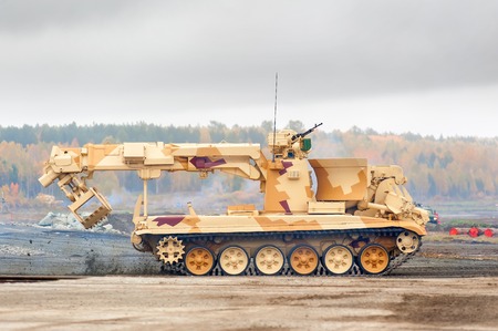 Nizhniy Tagil, Russia - September 27  2013  Combat engineering vehicle IMR-2MA for earthmoving...