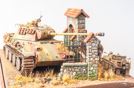 German tank  Panther  in european yard  World War 2 time  Miniatureの写真素材