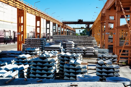 Tyumen, Russia - August 13, 2013  Finished goods warehouse at Concrete Goods Plant No  5 