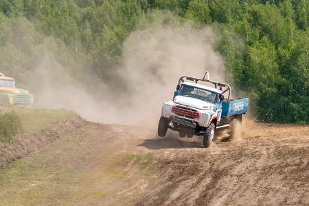 Tyumen, Russia - July 5, 2009  Championship of Russia on truck autocross in the Silkin Ravine  Truck racingのeditorial素材