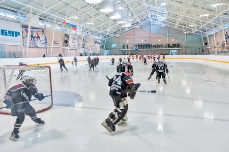 Tyumen, Russia - April 14, 2013: Hockey tournament on prize of name A.P.Vahrin among teams of...