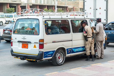 Hurghada, Egypt - November 5. 2006: Egyptian Police Officers check vehicleのeditorial素材