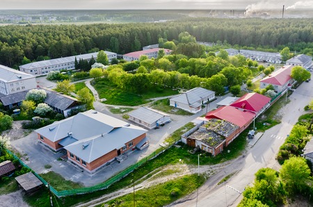 Vinzili, Russia - May 25, 2015: Tyumen regional clinical psychiatric hospital. Aerial viewのeditorial素材