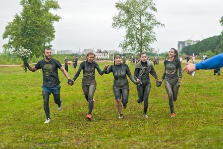Tyumen, Russia - August 8, 2015: Steel Character command extrim race project on Krugloe lake and...