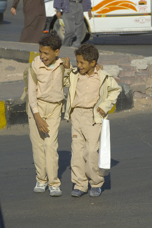 Hurghada, Egypt - November 7. 2006: Pupils back home from schoolのeditorial素材