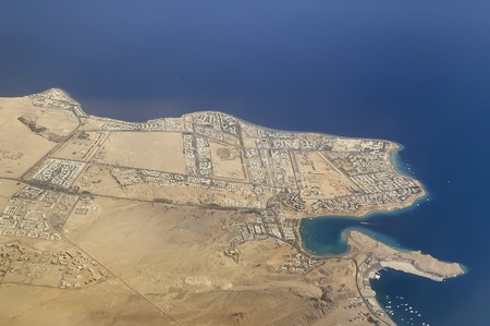 Hotels with Red Sea beaches and residential districts in Sharm El Sheikh. Egyptの写真素材