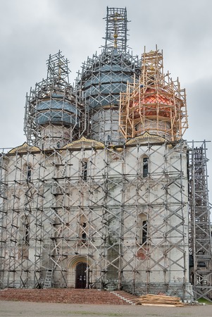 Rostov, Russia - August 31, 2009: Restoration of Assumption Cathedral in Rostov Kremlinの写真素材