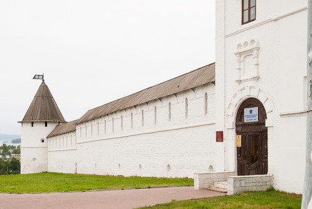 Kazan, Russia - August 27, 2009: View onto wall of the Kazan Kremlin on a cloudy day. Ministry of Foreign Affairs of the Russian Federation. Representation in Kazanのeditorial素材
