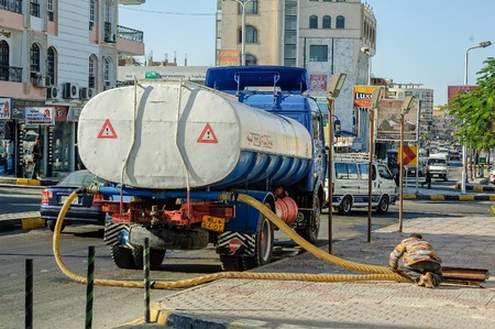 Hurghada, Egypt - November 6, 2006: Sewerage truck on street working - clean up sewerage overflows, cleaning pipelines and potential pollution issuesのeditorial素材